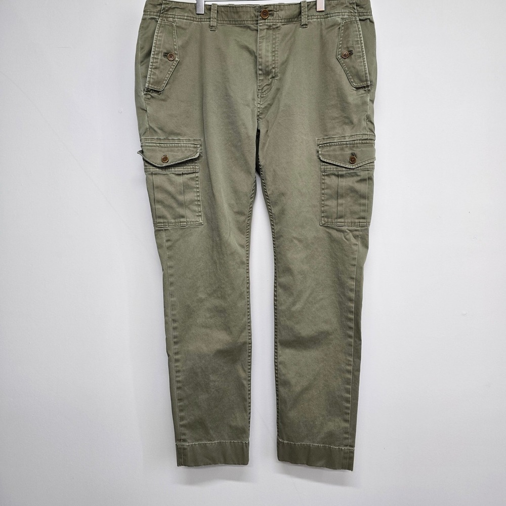 Brooks Brothers Cargo Pants Mens 38x32 Olive Green Side Adjusters Military Style
